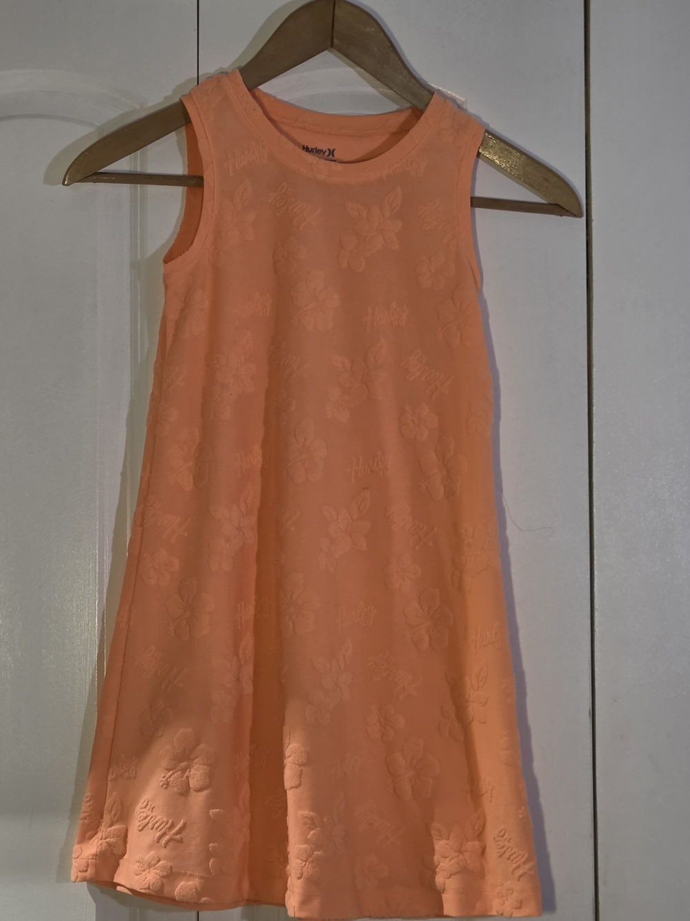 Hurley Girls Dress 10/12 Orange Terry Cloth Cover Up Beach Resort Vacation